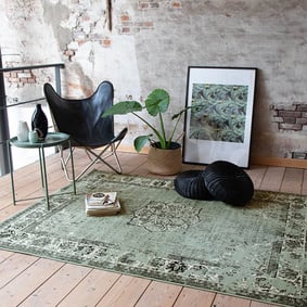 Vintage vloerkleed - Wonder Groen/Zwart