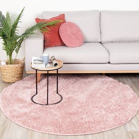 Rond hoogpolig vloerkleed - Lofty Roze