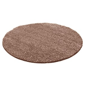 Rond Hoogpolig vloerkleed - Solid Taupe - product