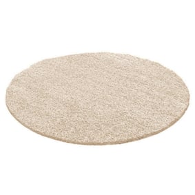 Rond Hoogpolig vloerkleed - Solid Beige - product