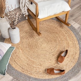 Jute vloerkleed - Fair Rond Naturel/Grijs