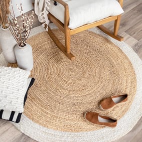 Jute vloerkleed - Fair Rond Naturel/Wit