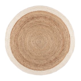 Jute vloerkleed - Fair Rond Naturel/Wit - sfeer