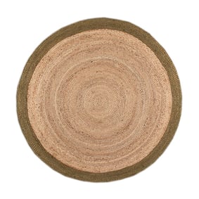 Jute vloerkleed - Fair Rond Naturel/Groen - sfeer