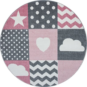 Rond Kindervloerkleed - Ava Multi/Roze