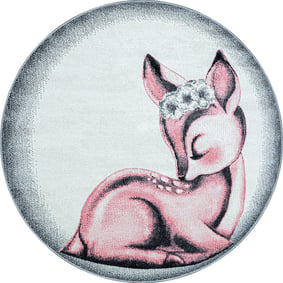 Rond Kindervloerkleed - Bambi Hert Roze