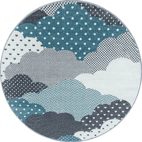 Rond Kindervloerkleed - Bambi Wolken Blauw