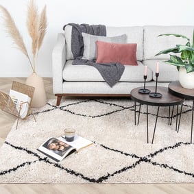 Hoogpolig vloerkleed - Sensa Double Creme/Zwart