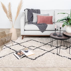 Hoogpolig vloerkleed - Sensa Pair Creme/Zwart