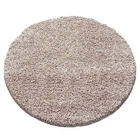 Rond hoogpolig vloerkleed - Sade Beige 