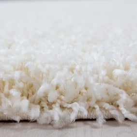 Rond hoogpolig vloerkleed - Sade Creme - sfeer
