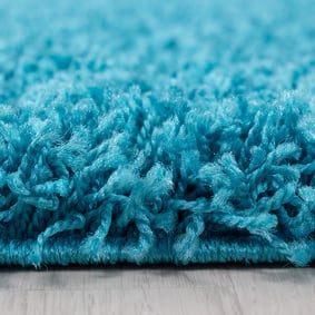 Rond hoogpolig vloerkleed - Sade Turquoise - sfeer