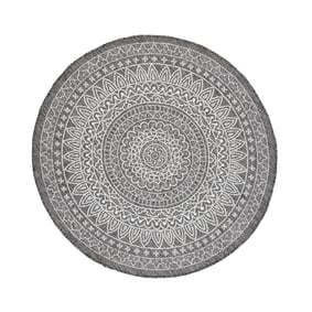 Rond Buitenkleed - Summer Azteca Grijs - sfeer