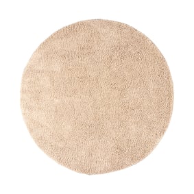 Rond hoogpolig vloerkleed - Lofty Beige - sfeer
