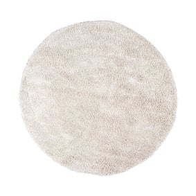 Rond hoogpolig vloerkleed - Lofty Creme/Wit - product