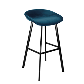 Velvet barkruk - Donkerblauw