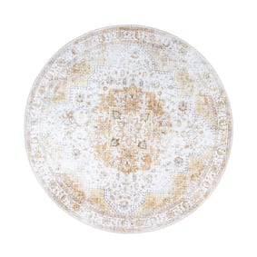 Rond Vintage vloerkleed - Lago Geel - sfeer