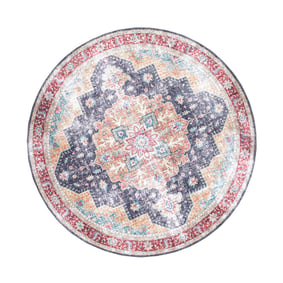 Rond Vintage vloerkleed - Azara Blauw/Rood - sfeer