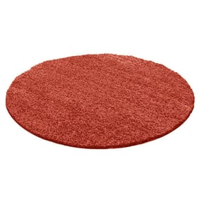 Rond Hoogpolig vloerkleed - Solid Rood - product