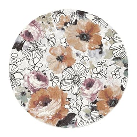 Rond Bloemen vloerkleed - Roos Multicolor - product