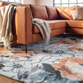 Rond Bloemen vloerkleed - Roos Multicolor