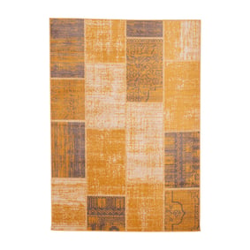 Patchwork vloerkleed - Spring Okergeel/Taupe - sfeer