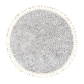 Rond hoogpolig vloerkleed - Lofty Fringe Licht Grijs - sfeer