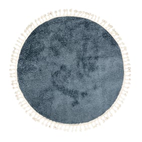 Rond hoogpolig vloerkleed - Lofty Fringe Blauw - sfeer
