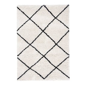 Hoogpolig vloerkleed - Sensa Lines Creme/Zwart - sfeer