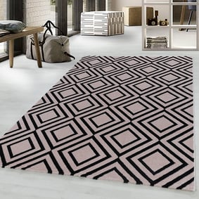 Modern vloerkleed - Streaky Square Roze/Zwart