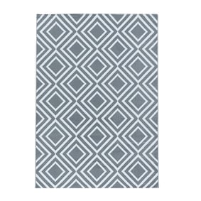 Modern vloerkleed - Streaky Square Grijs/Wit - sfeer