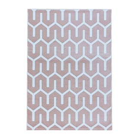 Modern vloerkleed - Streaky Pattern Roze/Wit - sfeer