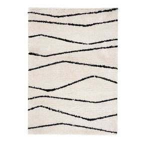 Hoogpolig vloerkleed - Grand Wire Creme/Zwart - sfeer