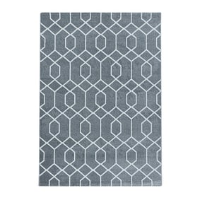 Retro vloerkleed - Stencil Pattern Grijs/Wit - product