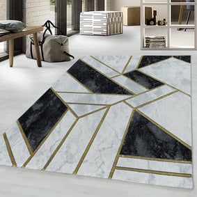 Modern vloerkleed - Marble Design Grijs/Goud