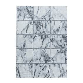 Modern vloerkleed - Marble Box Grijs/Zilver - sfeer