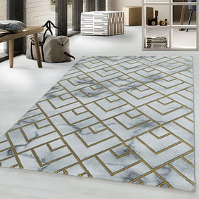 Modern vloerkleed - Marble Pattern Grijs/Goud