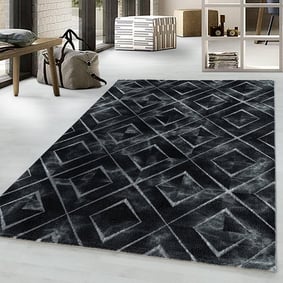 Modern vloerkleed - Marble Square Antraciet/Zilver