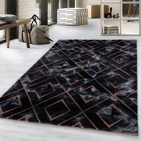 Modern vloerkleed - Marble Square Antraciet/Bruin