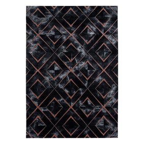 Modern vloerkleed - Marble Square Antraciet/Bruin - sfeer