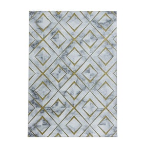 Modern vloerkleed - Marble Square Grijs/Goud - product