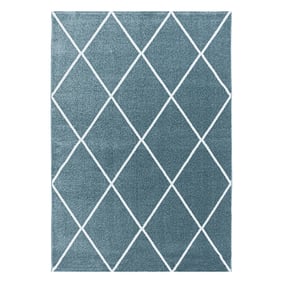 Laagpolig vloerkleed - Smoothly Lines Blauw/Wit - sfeer