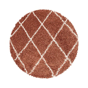 Rond berber vloerkleed - Agadir Lines Terra/Creme