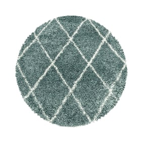 Rond berber vloerkleed - Agadir Lines Blauw/Creme