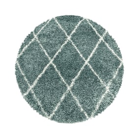 Rond berber vloerkleed - Agadir Lines Blauw/Creme