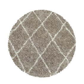 Rond berber vloerkleed - Agadir Lines Beige/Creme