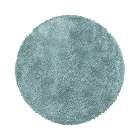 Rond hoogpolig vloerkleed - Fuzzy Lichtblauw
