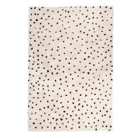 Hoogpolig vloerkleed - Grand Dots Creme/Zwart - sfeer