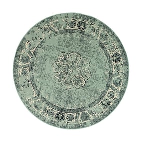 Rond vintage vloerkleed - Wonder Groen/Zwart - product