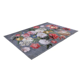 Bloemen vloerkleed - Fleur Grijs - sfeer